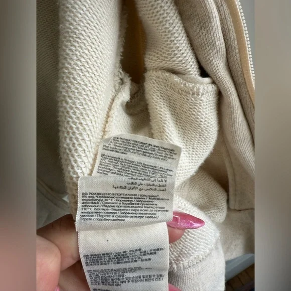 American Vintage Itonay Hoodie Cream Zip-Up Hoodie XS/S Cotton and Linen Jacket - Picture 11 of 13